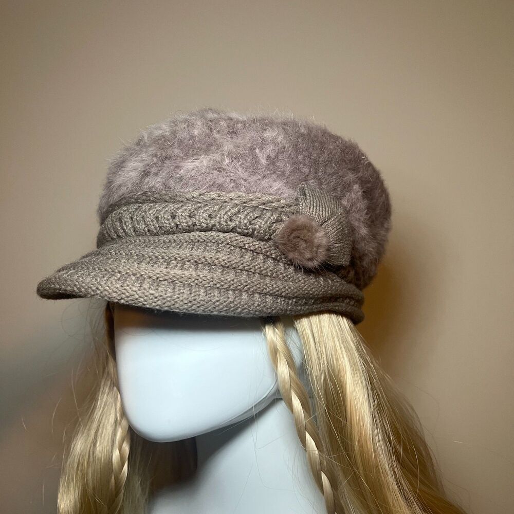 Y2K Vintage Deadstock Fur Newsboy Hat 2000s Boho Fairy Grunge Indie Sleaze Retro